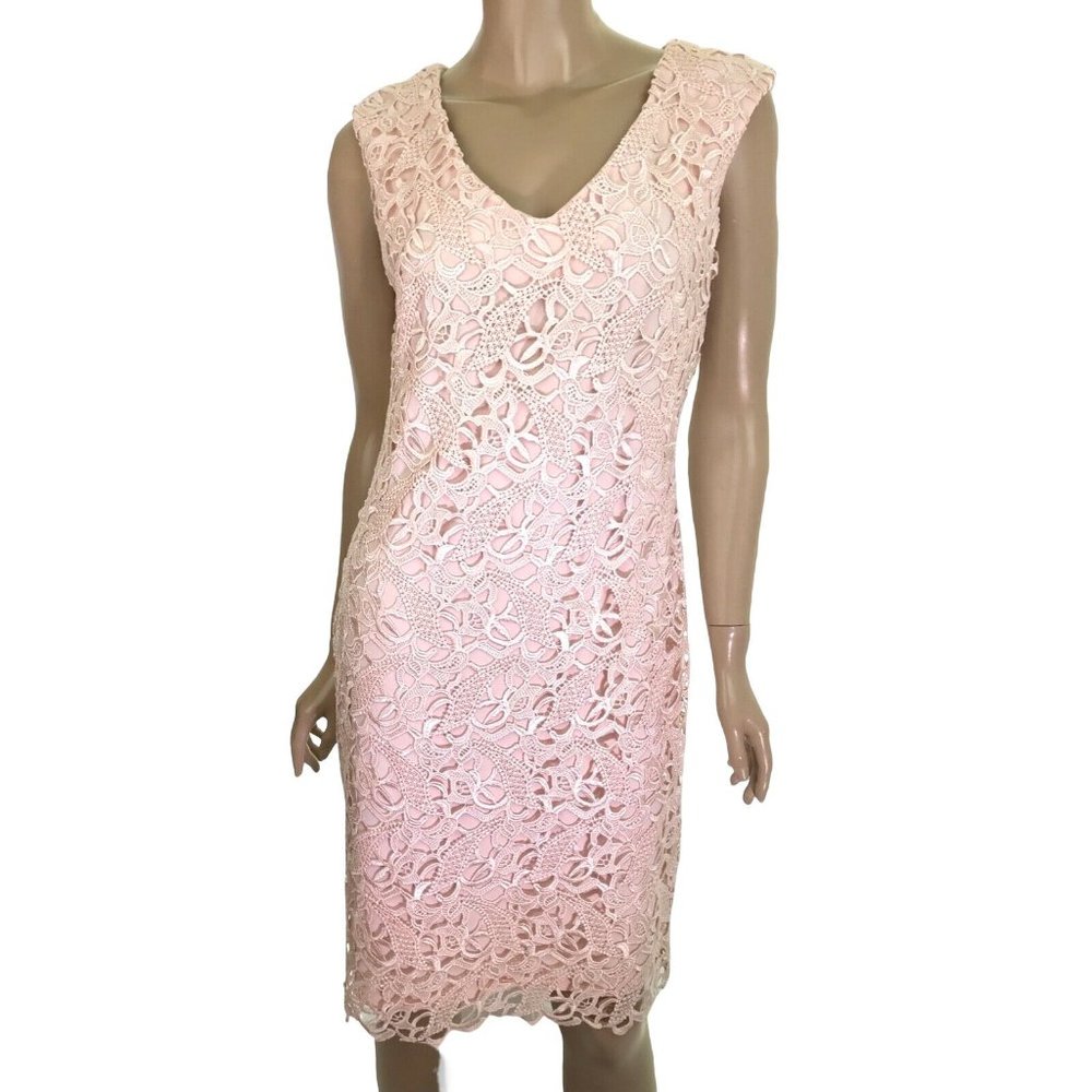 Lauren Ralph Lauren Size 6 Pink Rose Mist Crochet Concealed Back Zip Sleeveless